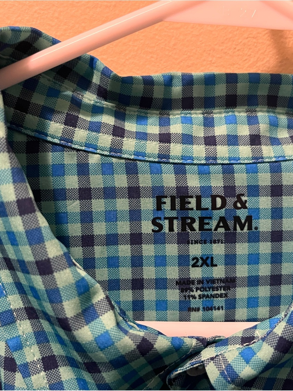 Field & Stream Blue and Green Gingham Button-Down Shirt